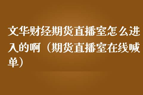 文华财经期货直播室怎么进入的啊（期货直播室在线喊单）_https://www.fshengfa.com_外盘期货直播室_第1张