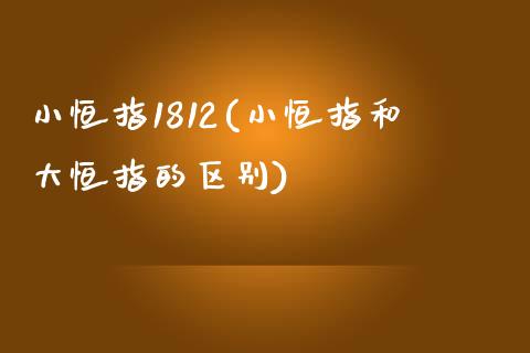 小恒指1812(小恒指和大恒指的区别)_https://www.fshengfa.com_恒生指数直播室_第1张