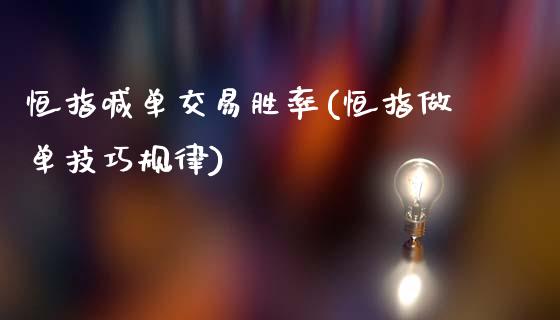 恒指喊单交易胜率(恒指做单技巧规律)_https://www.fshengfa.com_非农直播间_第1张