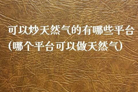 可以炒天然气的有哪些平台(哪个平台可以做天然气)_https://www.fshengfa.com_非农直播间_第1张