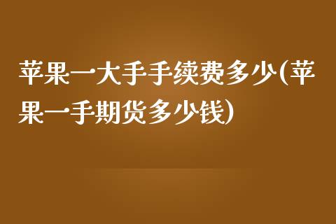 苹果一大手手续费多少(苹果一手期货多少钱)_https://www.fshengfa.com_外盘期货直播室_第1张