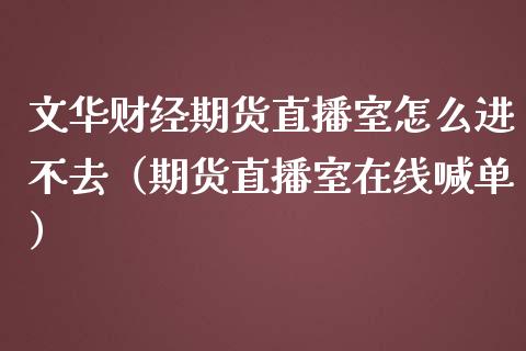 文华财经期货直播室怎么进不去（期货直播室在线喊单）_https://www.fshengfa.com_黄金期货直播室_第1张