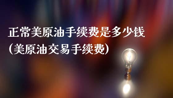 正常美原油手续费是多少钱(美原油交易手续费)_https://www.fshengfa.com_原油期货直播室_第1张