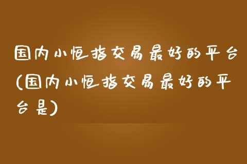 国内小恒指交易最好的平台(国内小恒指交易最好的平台是)_https://www.fshengfa.com_外盘期货直播室_第1张