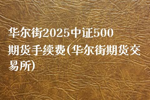 华尔街2025中证500期货手续费(华尔街期货交易所)_https://www.fshengfa.com_黄金期货直播室_第1张