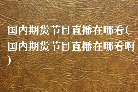 国内期货节目直播在哪看(国内期货节目直播在哪看啊)_https://www.fshengfa.com_黄金期货直播室_第1张