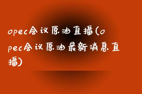 opec会议原油直播(opec会议原油最新消息直播)_https://www.fshengfa.com_恒生指数直播室_第1张