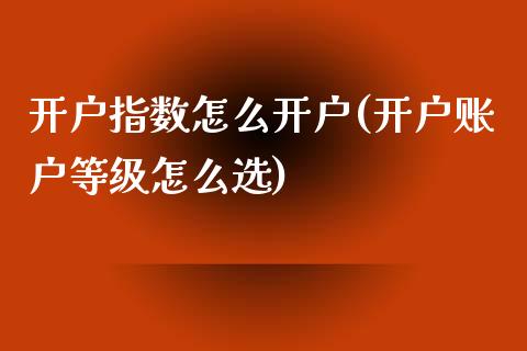 开户指数怎么开户(开户账户等级怎么选)_https://www.fshengfa.com_黄金期货直播室_第1张