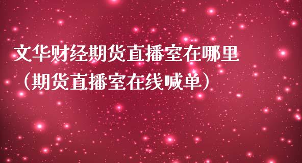 文华财经期货直播室在哪里（期货直播室在线喊单）_https://www.fshengfa.com_黄金期货直播室_第1张