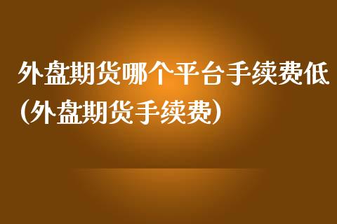 外盘期货哪个平台手续费低(外盘期货手续费)_https://www.fshengfa.com_黄金期货直播室_第1张